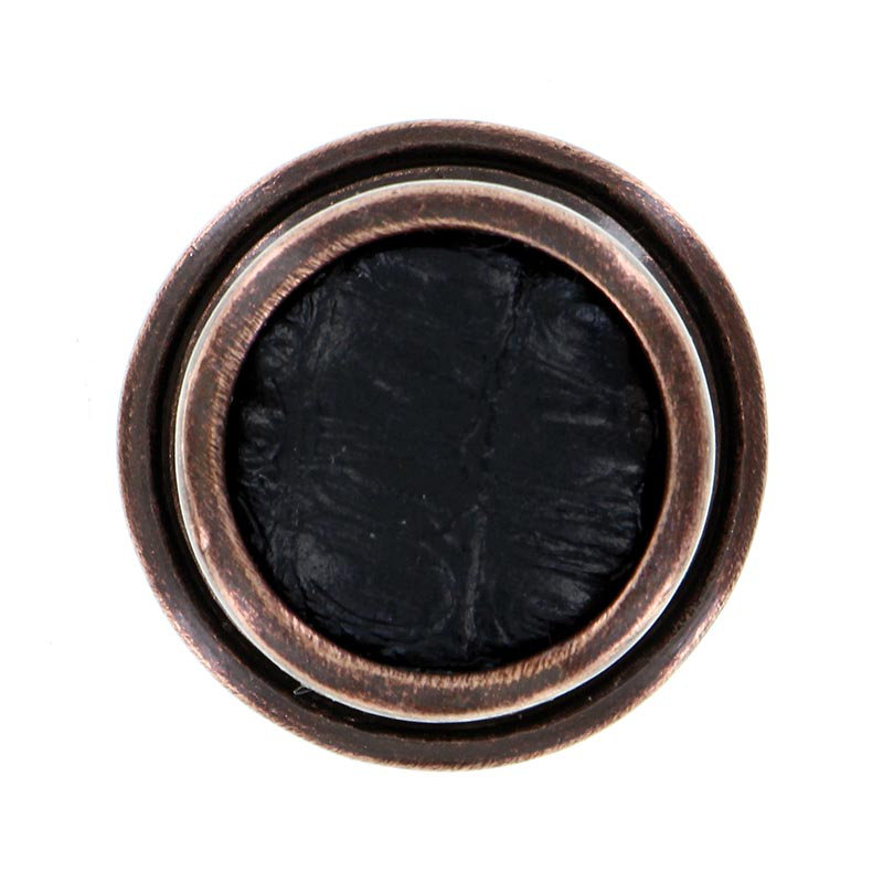 Equestre Round Knob, Antique Copper, Small, Gray Stone
