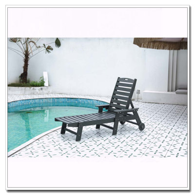 Oversized HDPE Chaise Lounge with 5-Position Recline, Wheels & Cup Holder