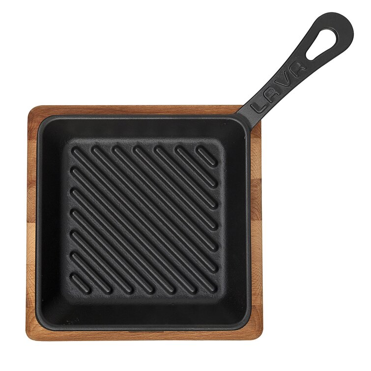 https://assets.wfcdn.com/im/72250311/resize-h755-w755%5Ecompr-r85/1828/182821978/Lava+Enameled+Cast+Iron+Mini+Grill+Pan+6+inch-Square+with+Beechwood+Service+Platter.jpg