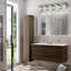 Luminaire de salle de bain en nickel brossé (5 lumières, 32 pouces), (3000K / 4000K / 6000K, intensité variable), luminaire de salle de bain à DEL, applique murale moderne sur miroir avec abat-jour en verre transparent-285548349-282904084