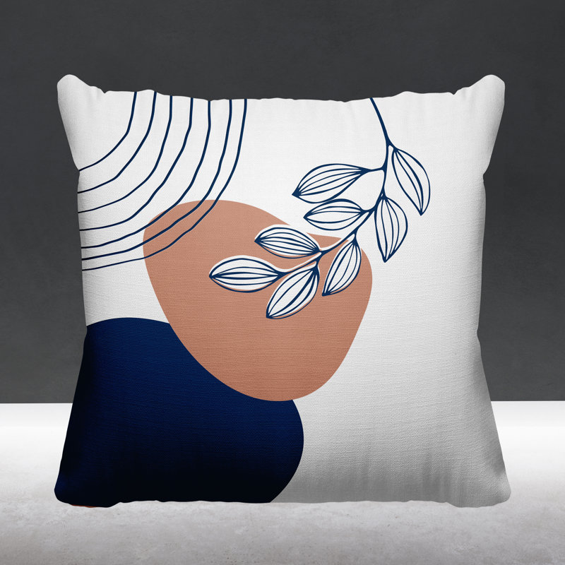 Coussin intérieur / extérieur Lupita, L 15 po x H 15 po, Saumon / bleu marine