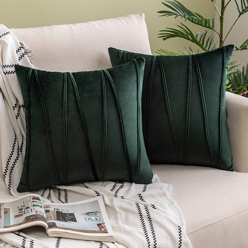Housse de coussin Chevron, 18 po x 18 po, Vert pin