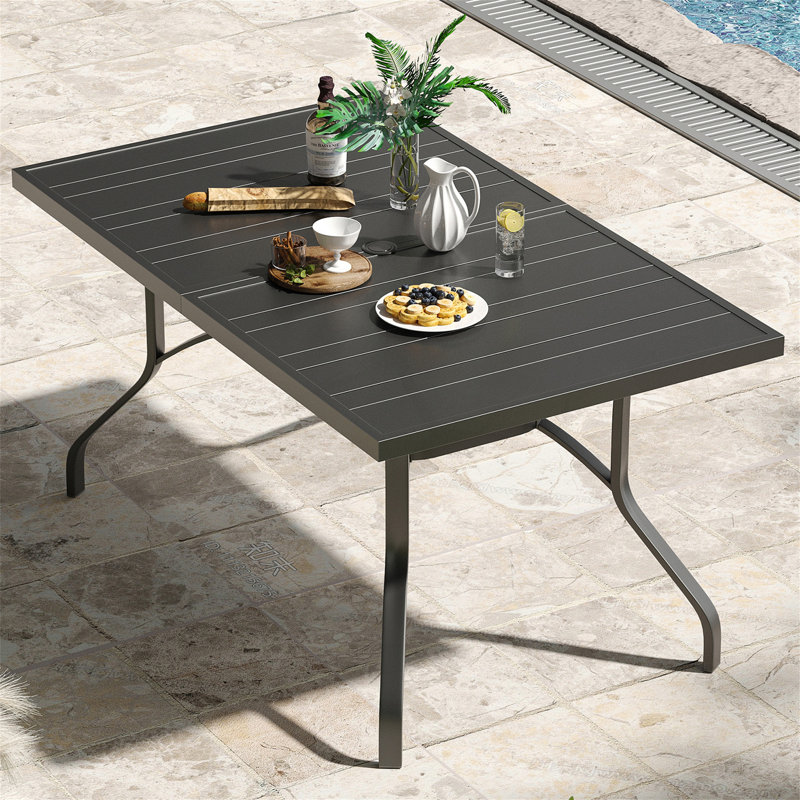Table de salle à manger rectangulaire avec trou pour parasol 1,57 po