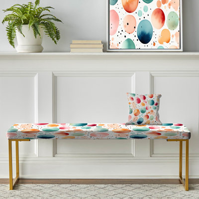 Polka Dots Upholstered Gold Bench