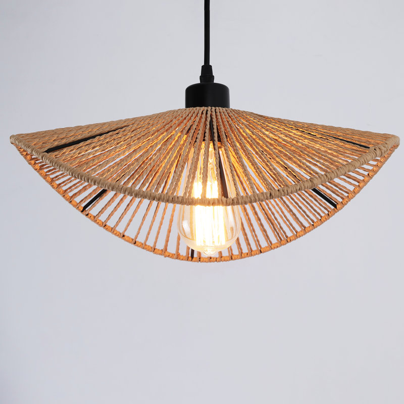 Luminaire suspendu en rotin noir 1 lumière