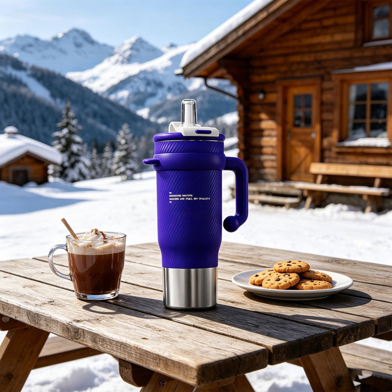 Gobelet isotherme 40 oz avec poignée Iceberg Cup en acier inoxydable grande capacité, Blue