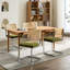 De 2 chaises de salle à manger de style Mid-Century moderne, rembourrage en velours olive, dossier en canne, base en acier inoxydable, conception en porte-à-faux pour coussin de soutien ferme, support naturel, longévité-132995357