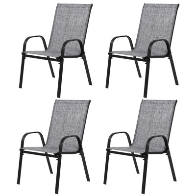 Ensemble de 4 chaises de patio d'extérieur avec dossier haut et accoudoirs
