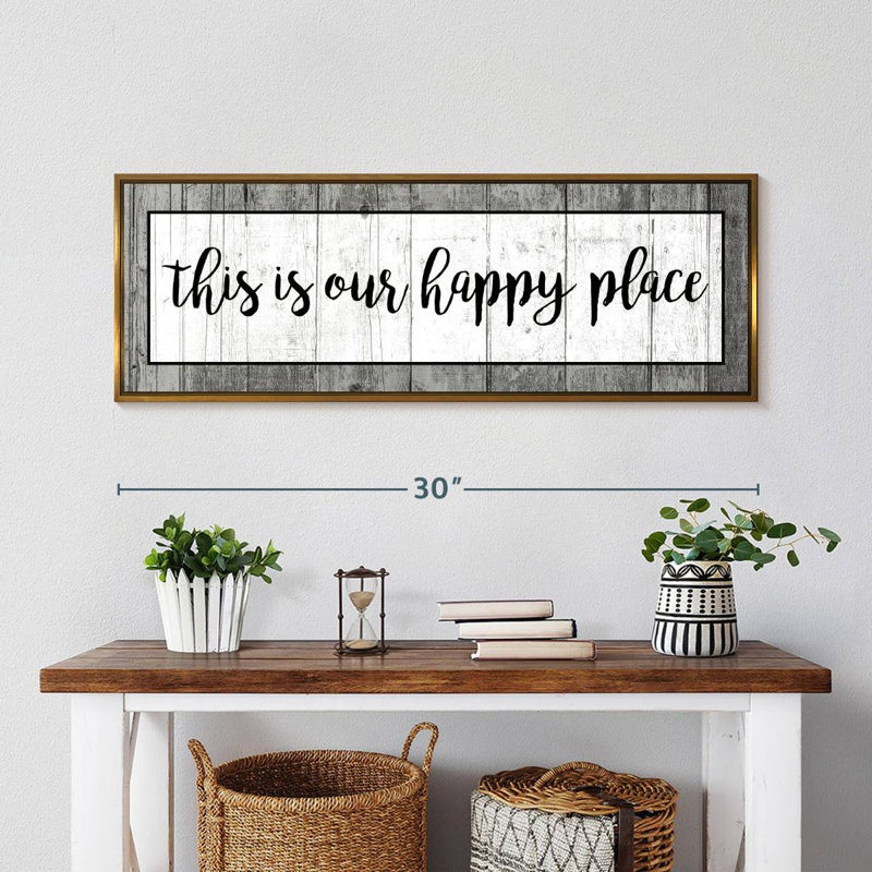 Plaque murale «This is our happy place», Floating Frame Gold, 31" X 11"