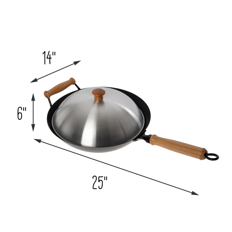 JOYCE CHEN Non-Stick Enameled Cast Iron Wok Set with Lid