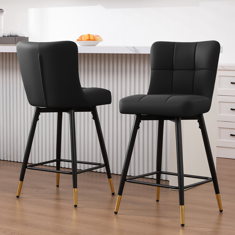 Tabouret de bar pivotant 26 po, Noir, 2
