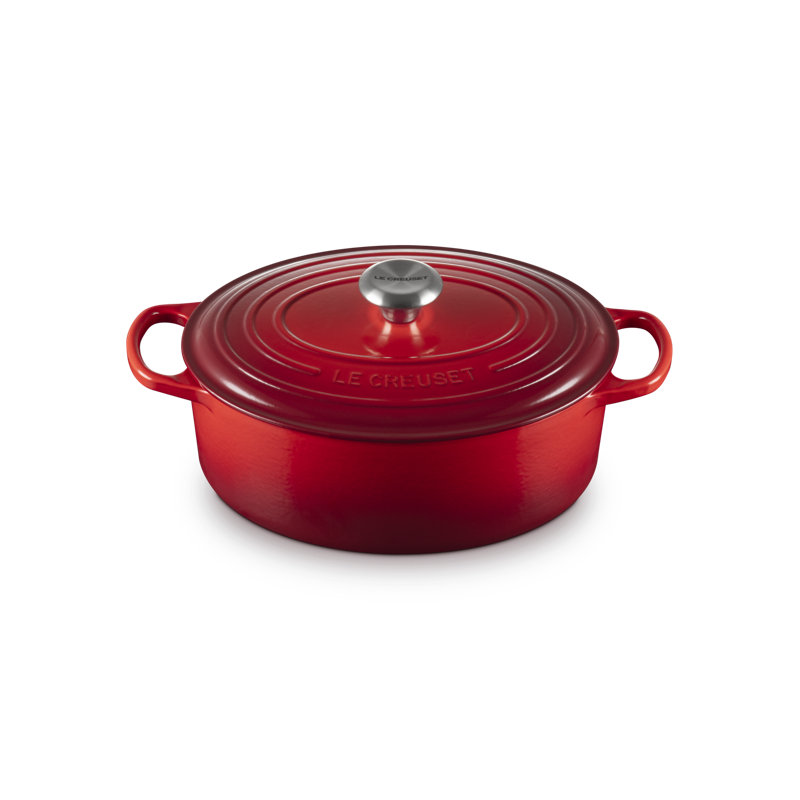 Le Creuset Enameled Cast Iron Oval Dutch Oven with Lid, 5 quarts, Cerise