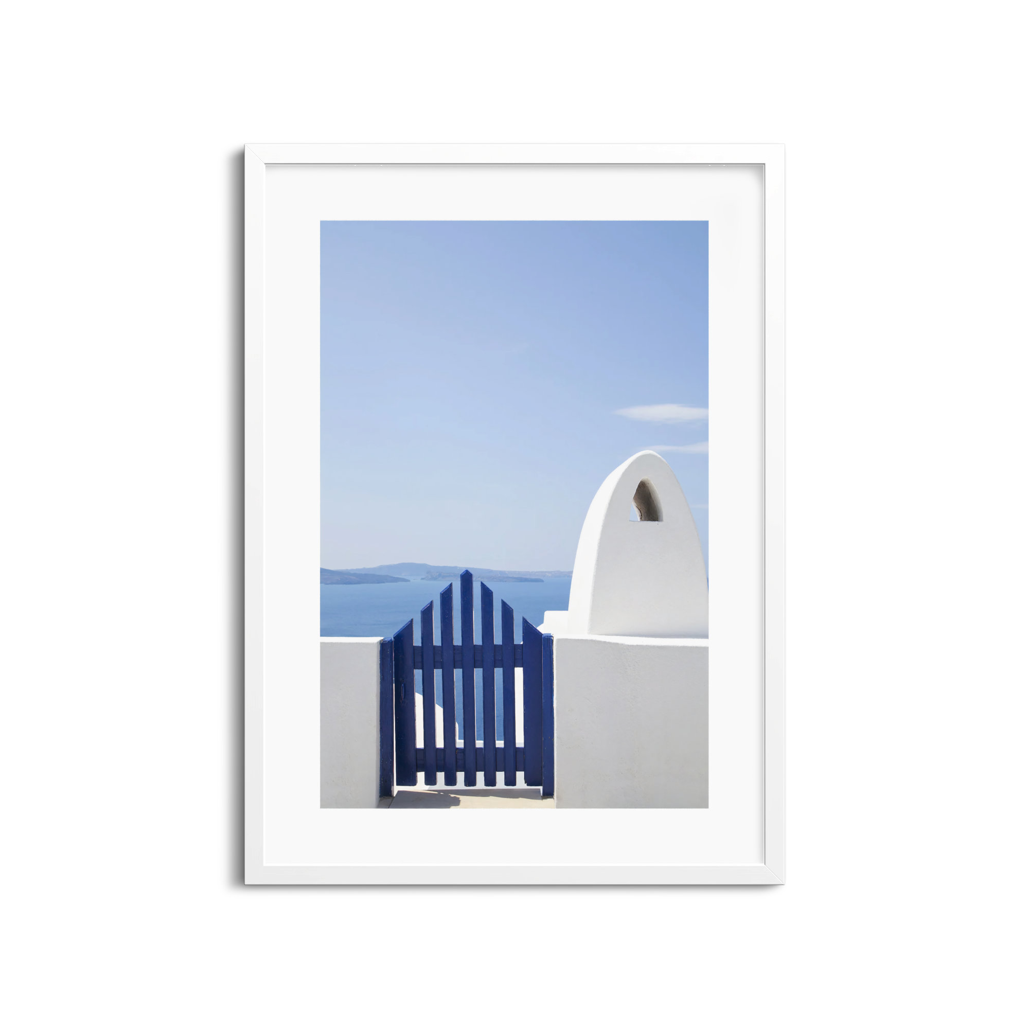 Oia Blue Fence by Golie, White, 33" H x 24" W