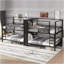 Lit double superposé en métal pleine grandeur, lit superposé en métal quadruple avec garde-robe à tablettes de rangement intégrées, structure en métal robuste avec conception à réduction de bruit, noir-804437185