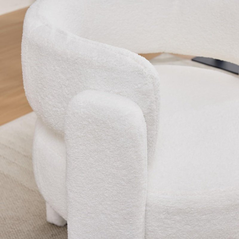 Fauteuil demi-tonneau rembourré en velours Teddy