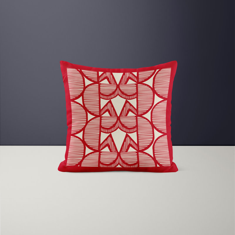 Jeté carré en polyester intérieur / extérieur, L 19 po x H 19 po, Rouge