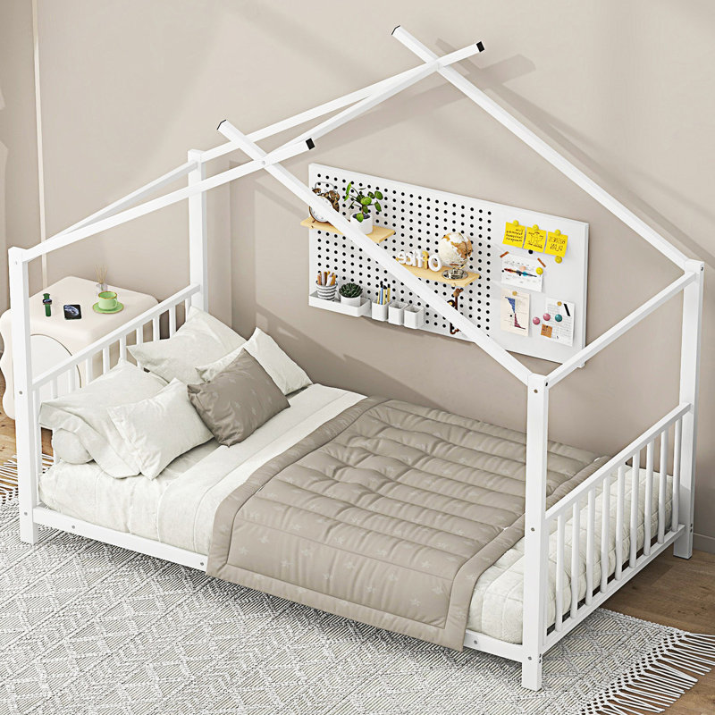 Lit plateforme simple en métal, Blanc