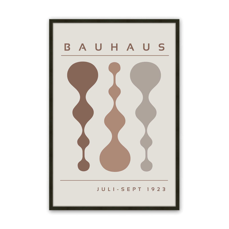 «Brown Retro Bauhaus», affiche I, H 15 po x l 12 po, Noir satiné
