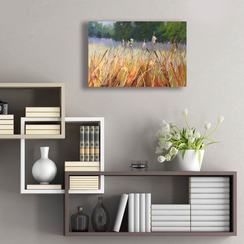 Art mural en verre Winston Porter «Cattails» par Carol Strock Wasson, H 16 po x l 24 po x P 0,2 po