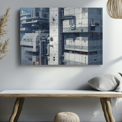 Art mural sur toile, structure futuriste industrielle, toile de fond mécanique, toile prête à accrocher