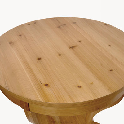 Curved Legs Farmhouse Style Small Round Dining Table, Side/Coffee Table, Natural Wood