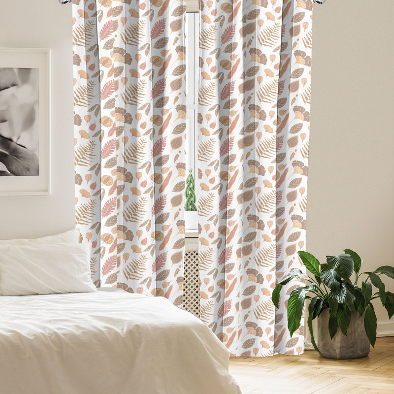 East Urban Home Autumn 4-Panel Curtains, Colorful Leaves Calm