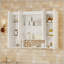 Armoire de salle de bain moderne avec 5 tablettes réglables, conception murale, charnières à fermeture en douceur et tablettes ouvertes pour un rangement amélioré