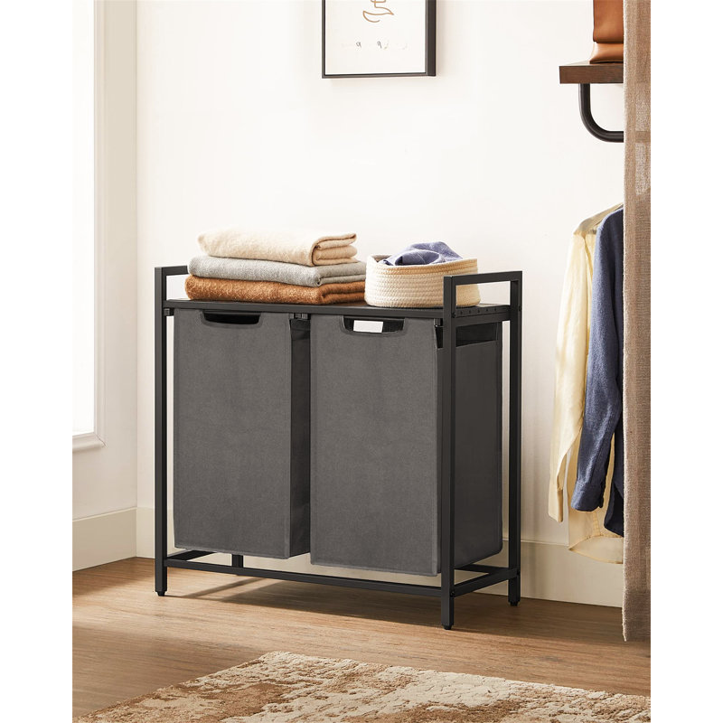 Laundry Sorter with Handles, Rustic Brown/Grey