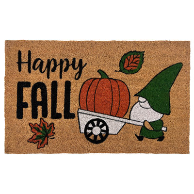 Kate Aurora Happy Fall Harvest Pumpkin Bristled Outdoor All Season Welcome Mat - 18"X30"