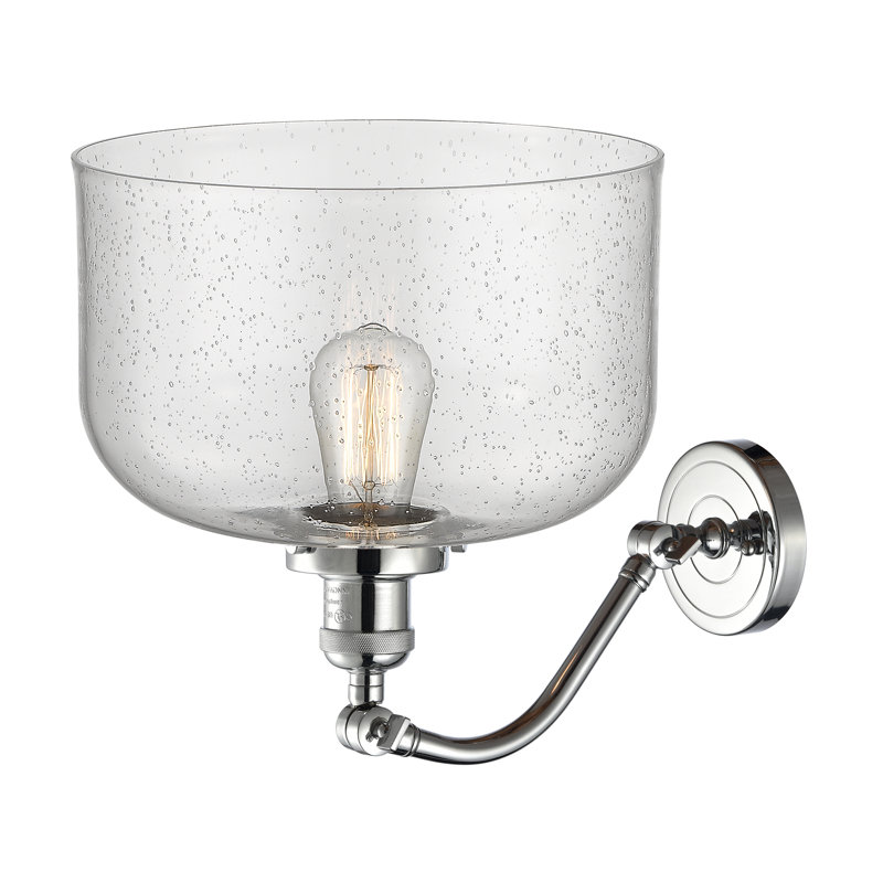 Applique murale 1 lumière 12 po Bell, Ampoule incandescente rétro 60 watts, Grainé, Laiton antique noir