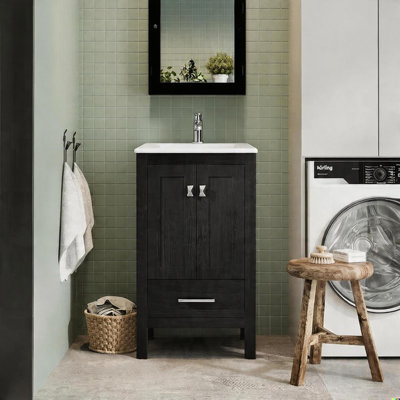Meuble-lavabo de salle de bain 20 pouces avec lavabo blanc