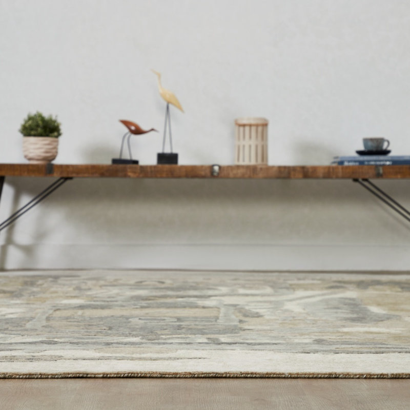 Studio Glyphs by Katie Merz Sandstone Gray Wool Handcrafted Area Rug, Rectangle 7'6" x 9'6"