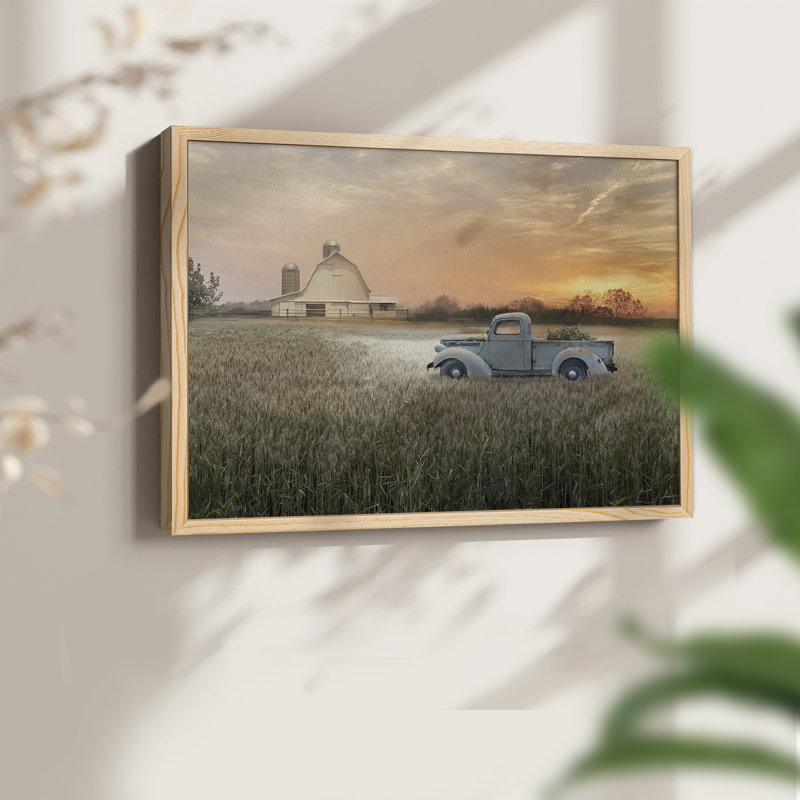 Evening Farm -Framed Print - Restickable, Natural, 16" H x 20" W