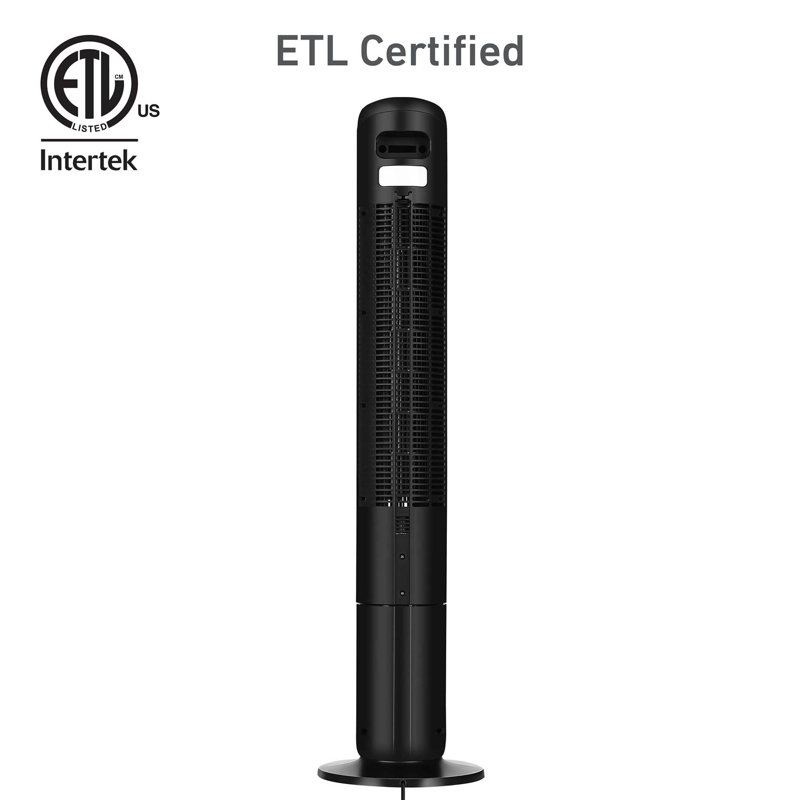 42" Oscillating Digital Tower Fan with Built-In Multi-Colour Accent Light, 5 Speeds, Remote Control