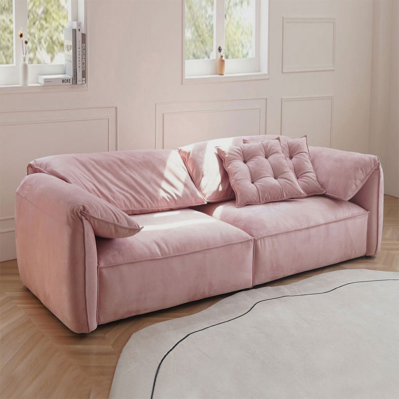 Causeuse-coussin modulaire en tissu rose, Rose