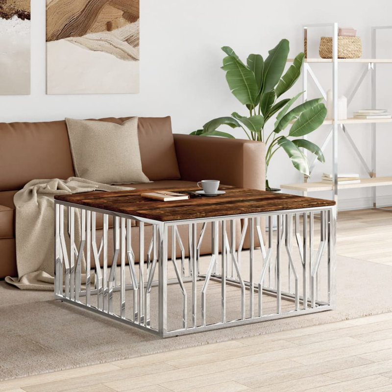 Angeliqua Frame Coffee Table, 50cm H x 100cm W x 100cm D, Walnut, Gold