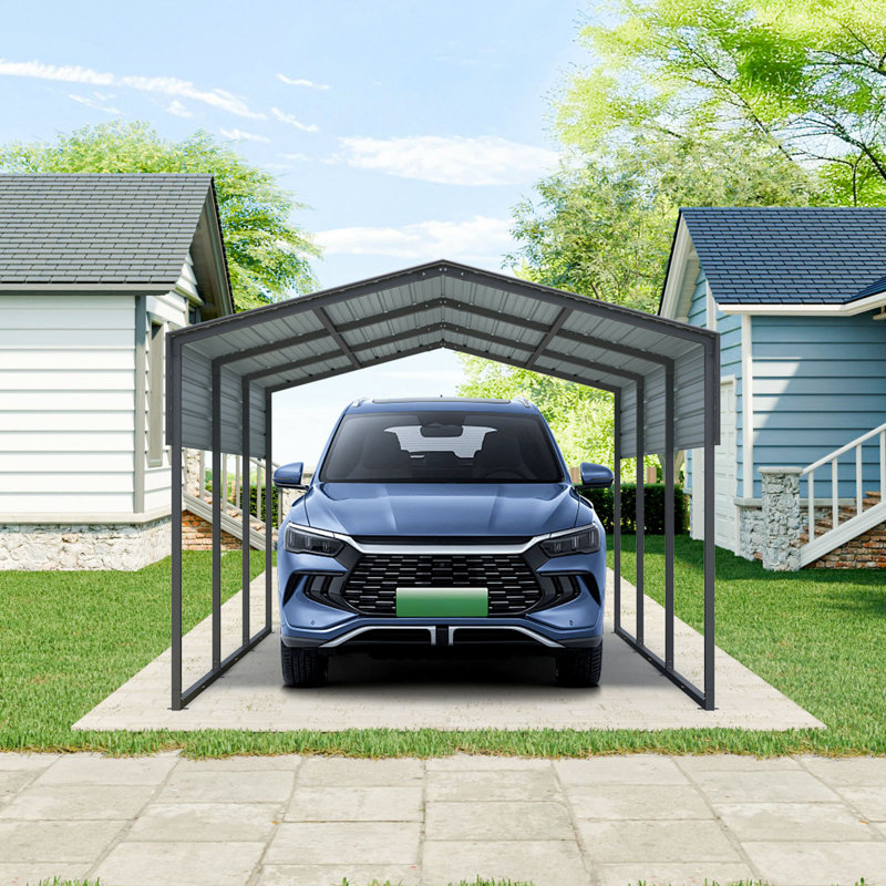 10X15 Metal Outdoor Carport With Galvanized Steel Roof And Frame,large Garage