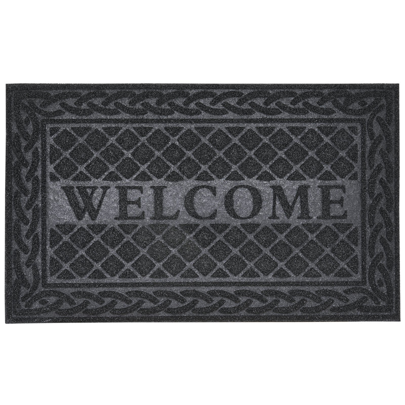 McConnellsburg Non-Slip Welcome Doormat for Entry, 18" x 30", Waterproof, Mat, Black