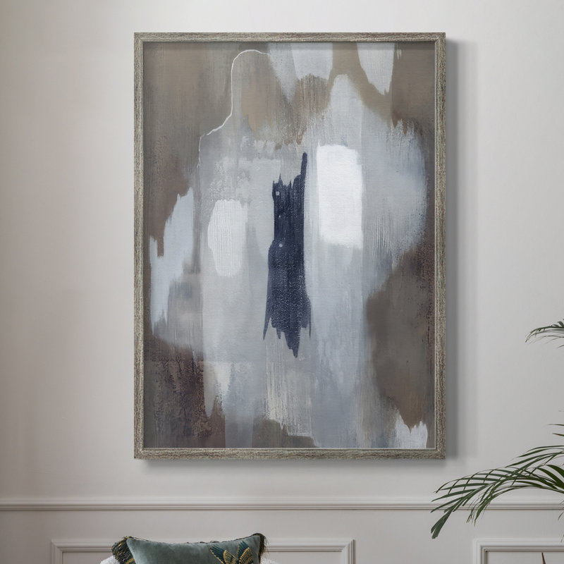 Neige et minéraux I, reproduction encadrée - bois massif, H 30 po x l 24 po