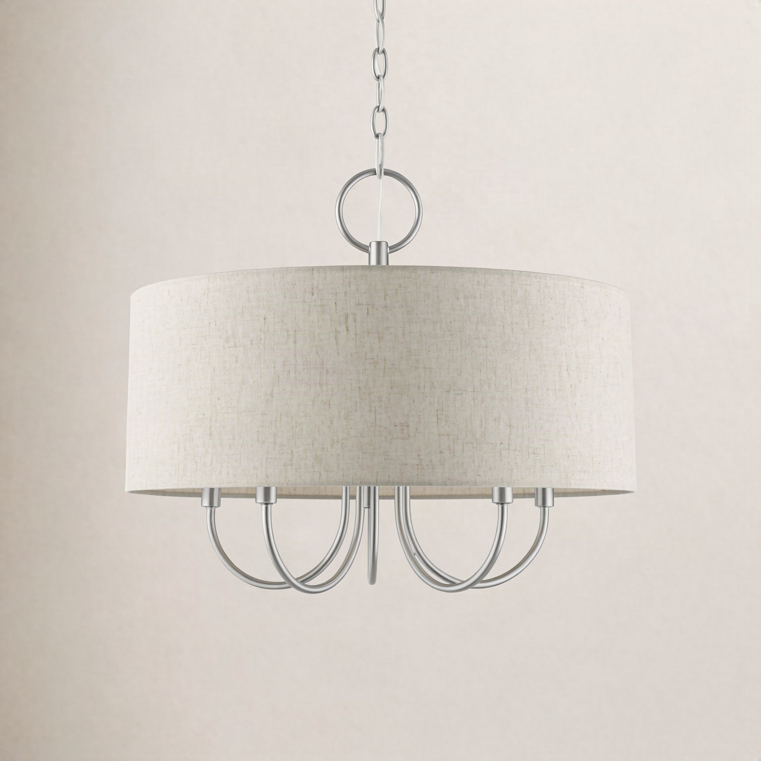 Raymond 5 - Light Dimmable Drum Chandelier, Brushed Nickel