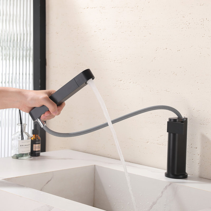 Robinet de salle de bain moderne rétractable 7,2 "avec affichage numérique de la température, Matte Black, Not Included