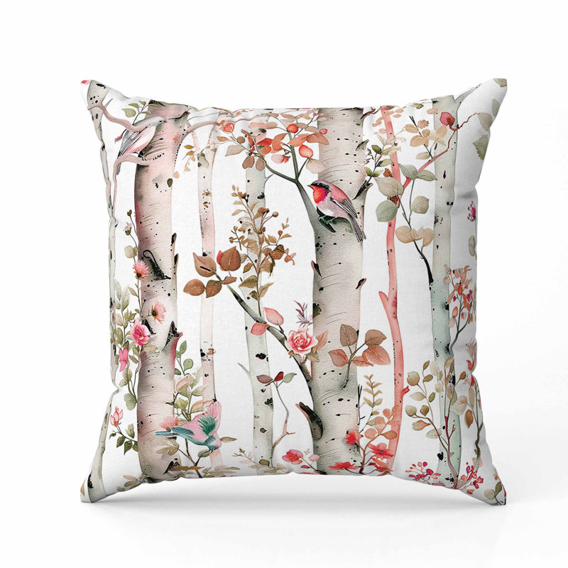 Oreiller en faux suède Whispering Woods, Carré 18 po, Rose