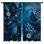 Rideau bleu à motif floral avec voilage et obscurcissement floral - 2 panneaux