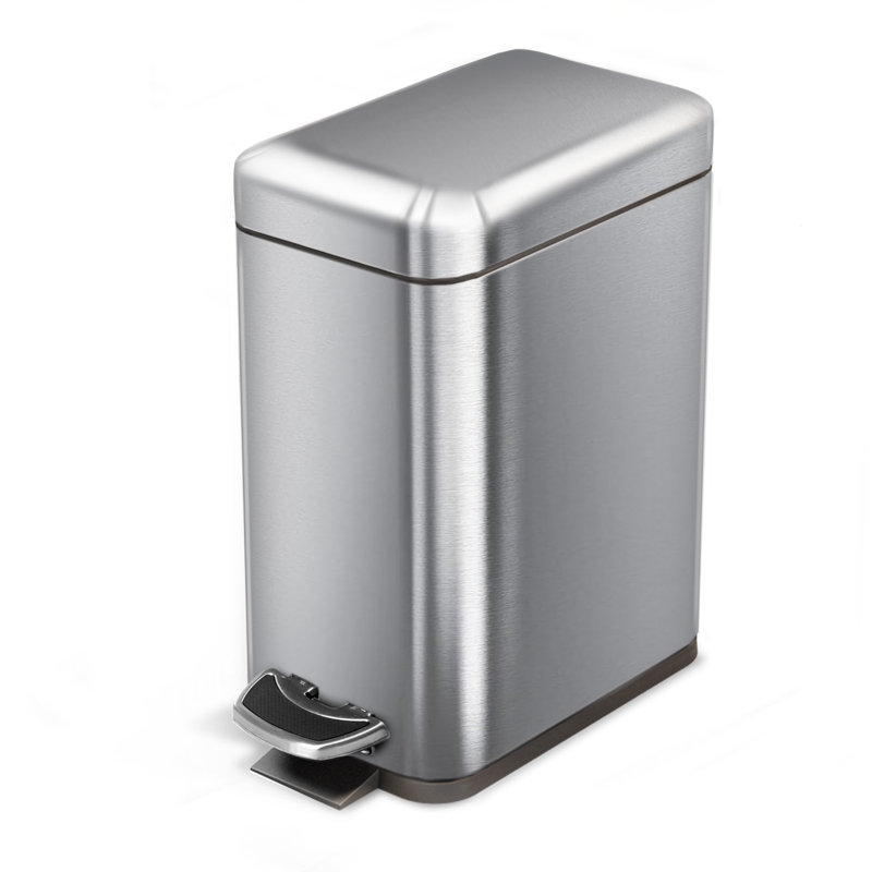 Poubelle mince en acier inoxydable 1,3 gallon avec pédale et couvercle à fermeture en douceur Home Zone Living, Solid