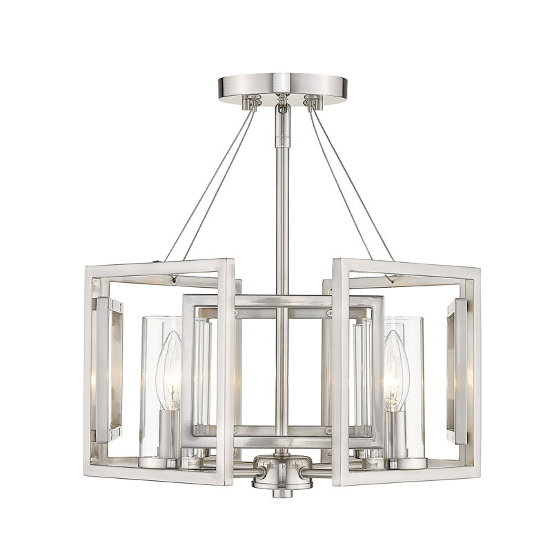 Newlin Glass Semi Flush Mount, Pewter