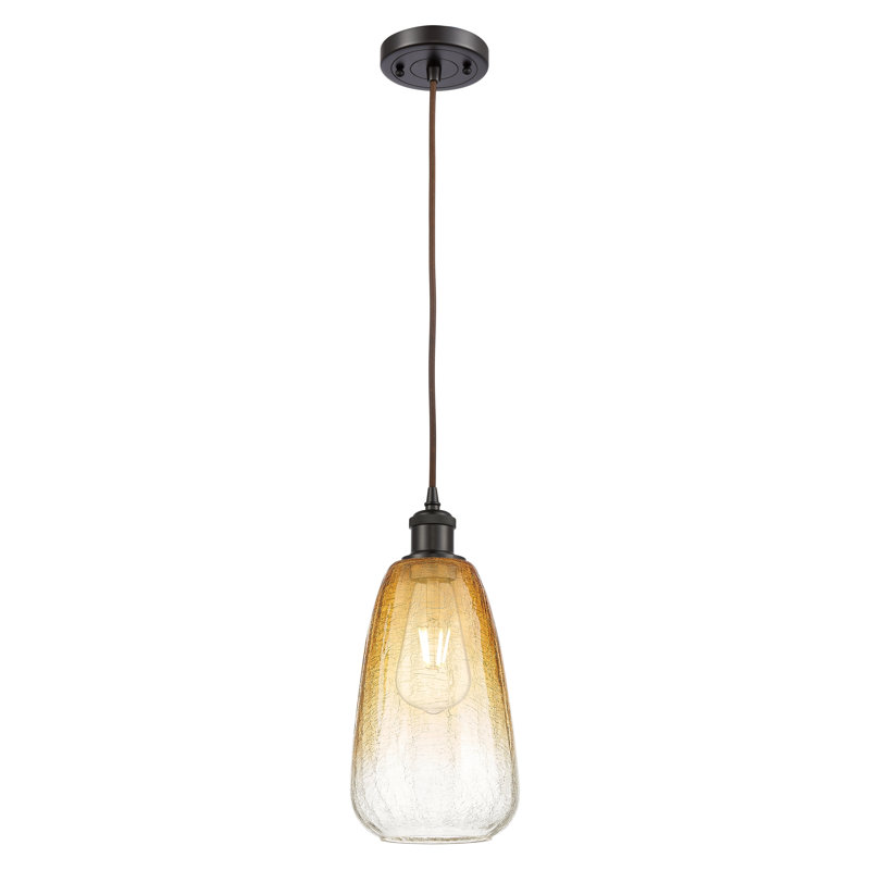 Mini-luminaire suspendu à cordon 1 lumière 6 "Ballston - Laken, Ambre, Bronze frotté à l'huile