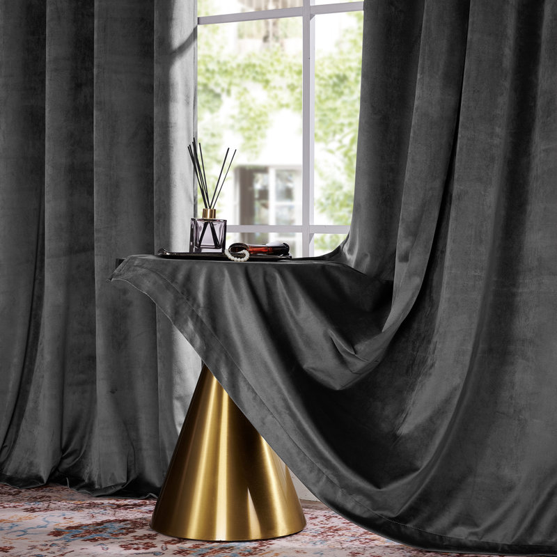 Trenady Blackout Curtain Panel Pair, 52" W x 108" L, Dark Gray