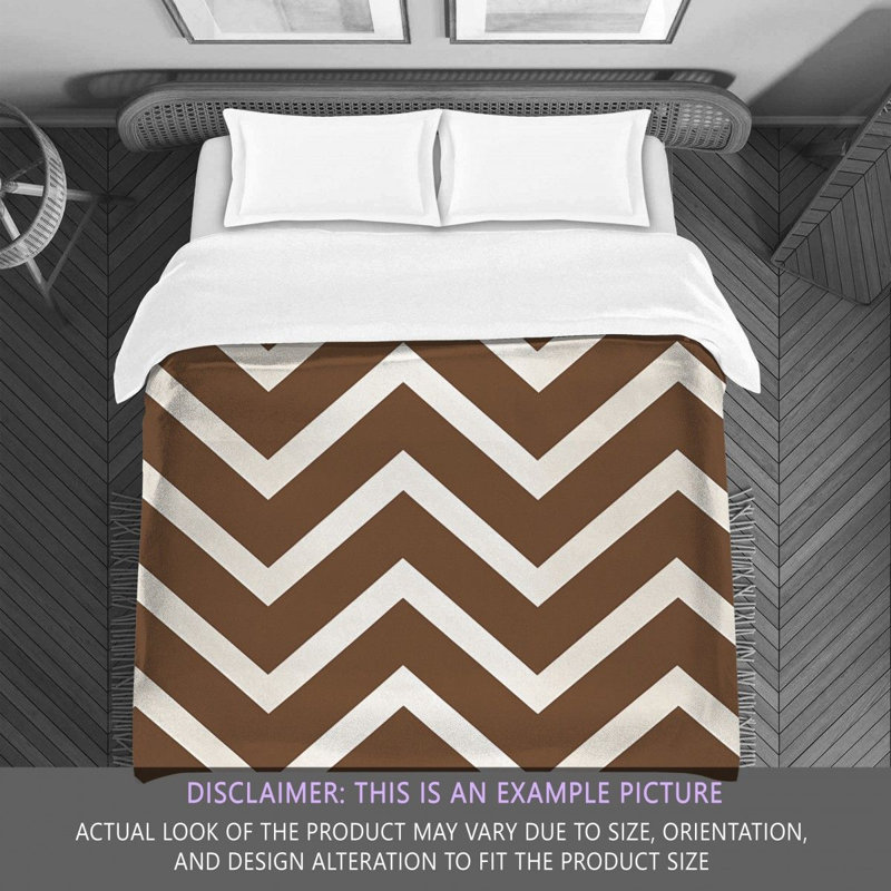Checkered Comforter, Twin Extra Long Comforter, Brown/White Chevron