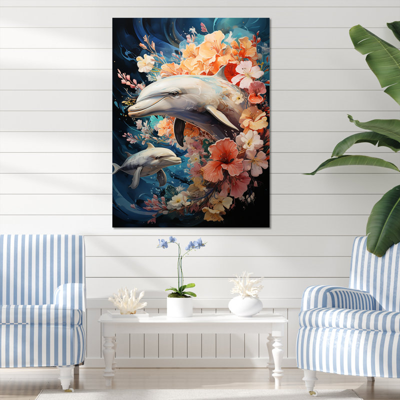 Dolphin Aquatic Harmony I, Toile tendue, 32" H x 24" W