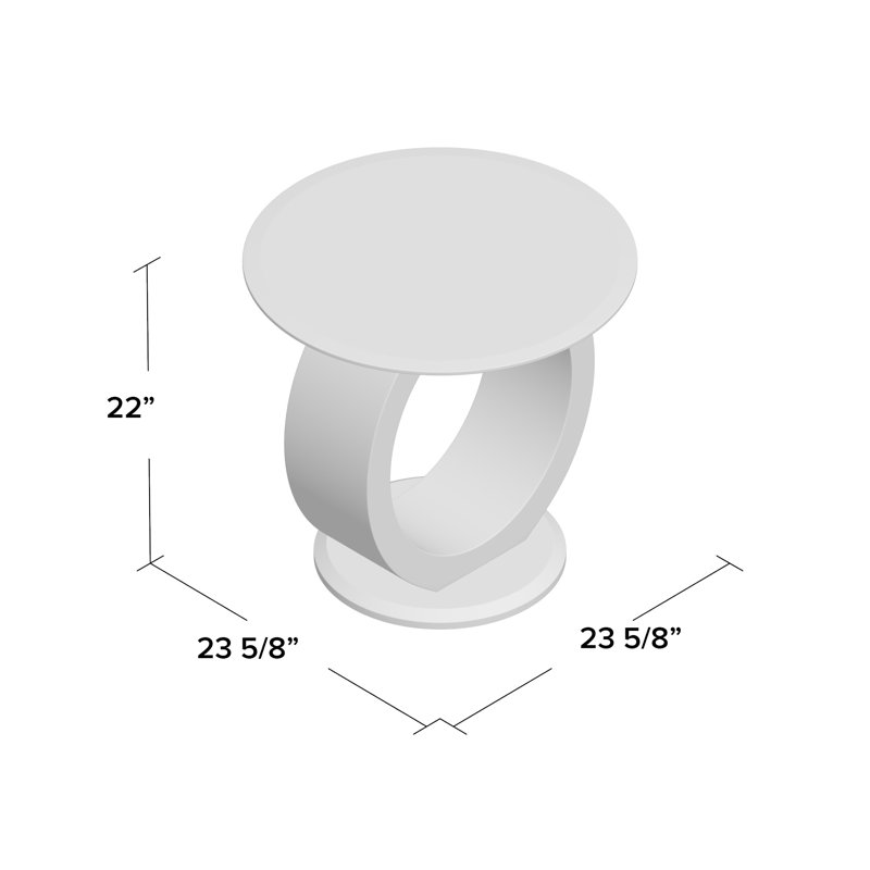 Rehberg Glass Top End Table, White